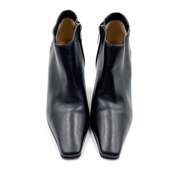 Jimmy Choo Merche Booties Black Soft Leather Low-Cut Square Toe Heels Sz 37 / 7 - Picture 3 of 11